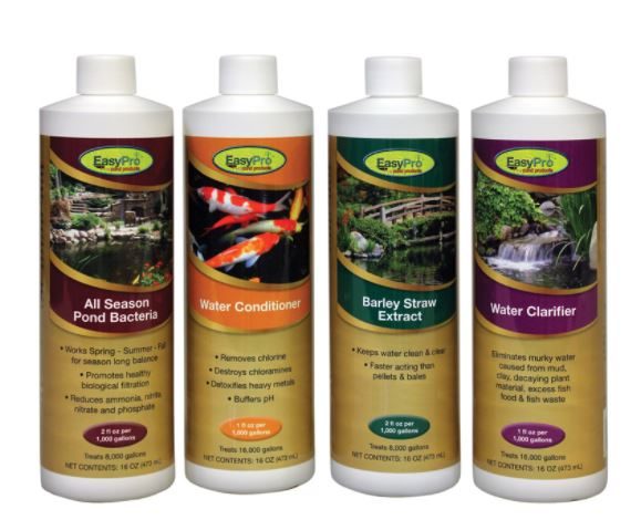 WTP4 All-In-One Package – Includes 16 oz Clarifier; All-Season Bacteria; Liquid Barley Extract; Water Conditioner